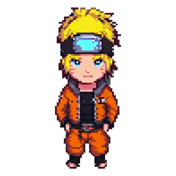 Naruto with a headband pixel art style sticker