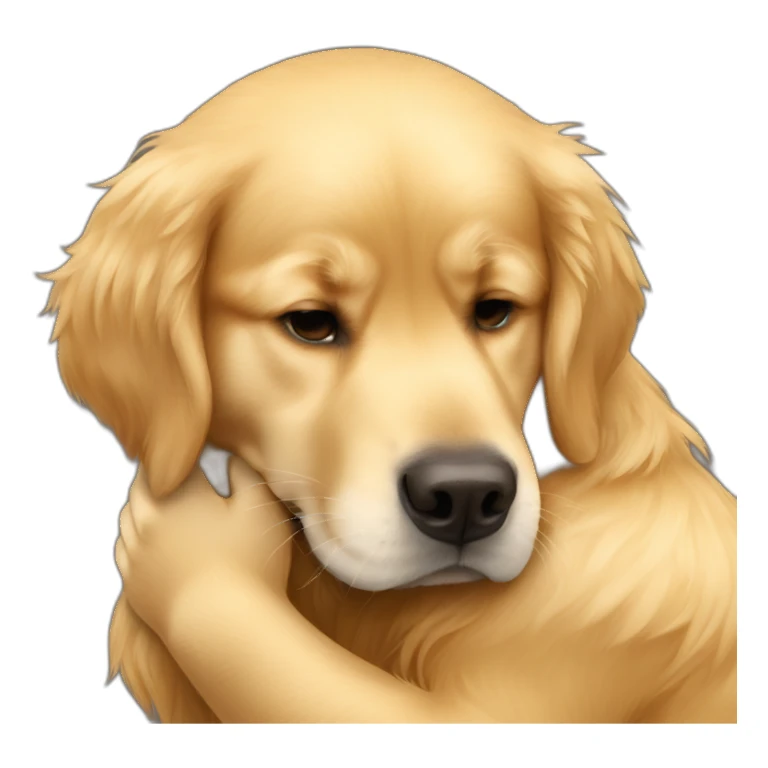 Golden retriever hugging his human sticker