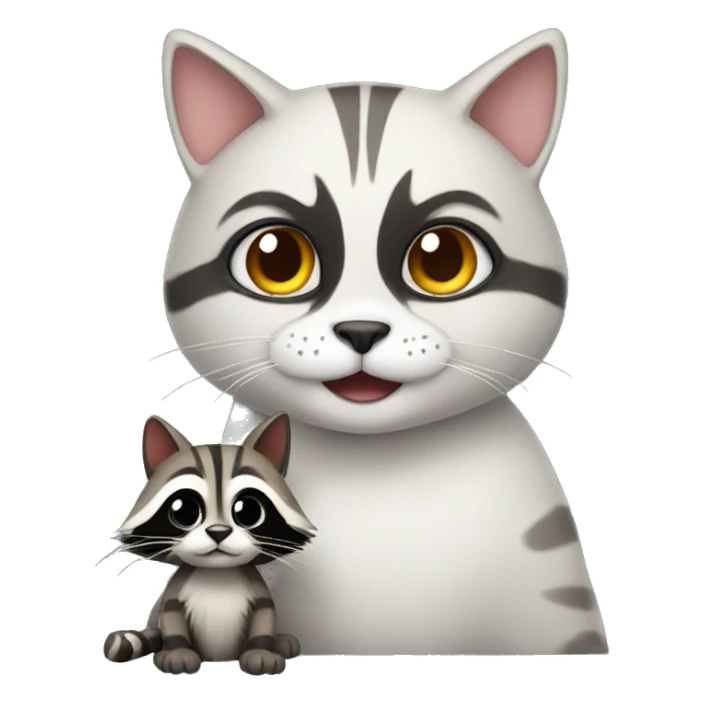 Cat with raccoon  sticker