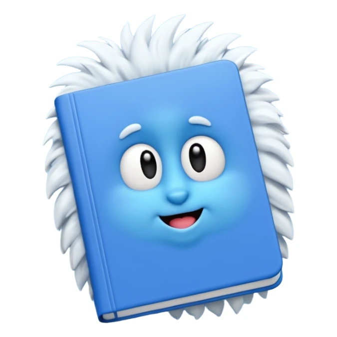A blue notebook, fluffy and soft. 3D sticker