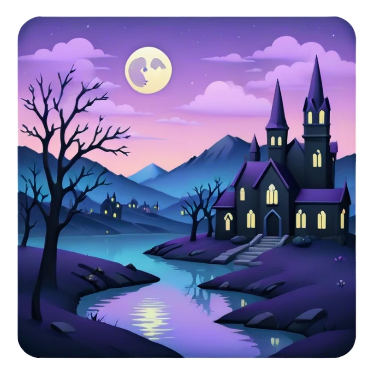 goth  eerie pastel night landscape  sticker