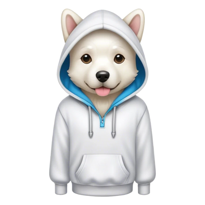 White Dog wearing a hoody sticker