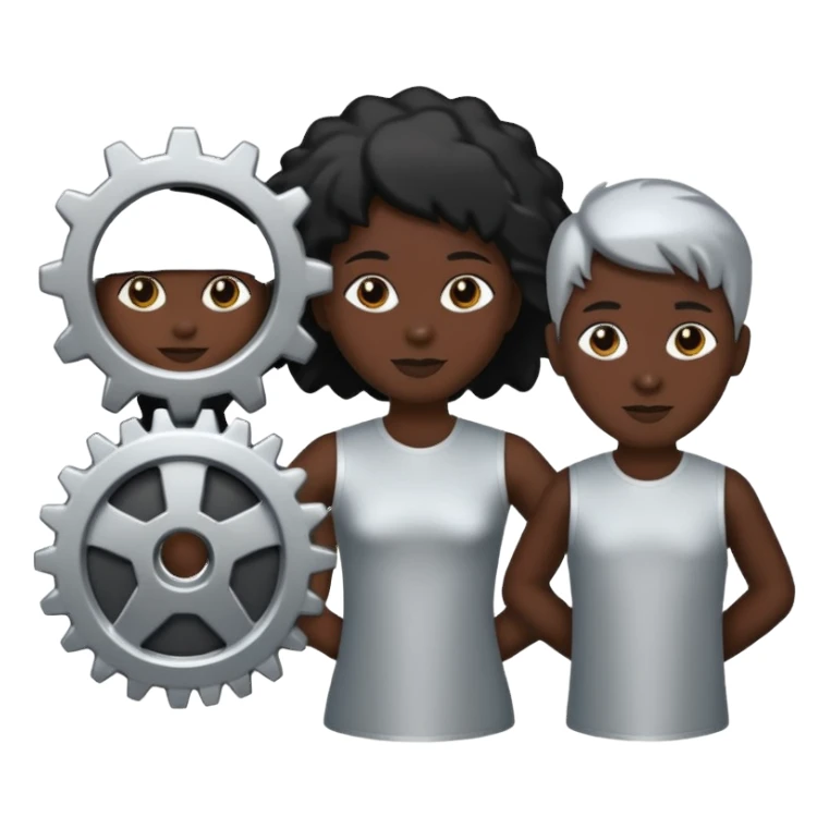 three silhouettes with a gear above sticker