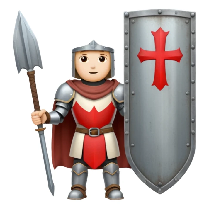 Crusader holding a large blank sign sticker