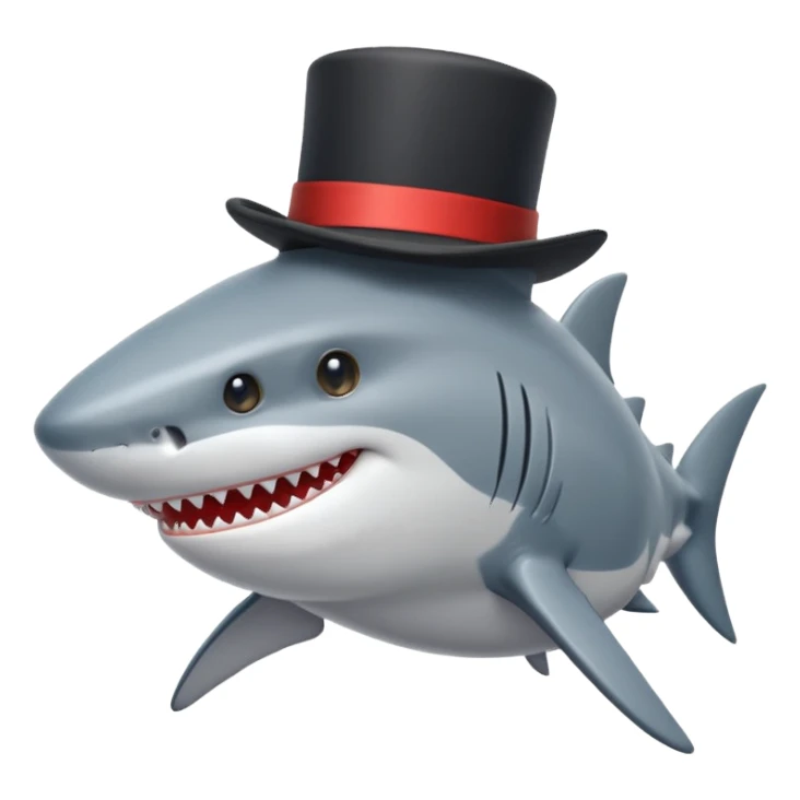 Shark with a top hat sticker