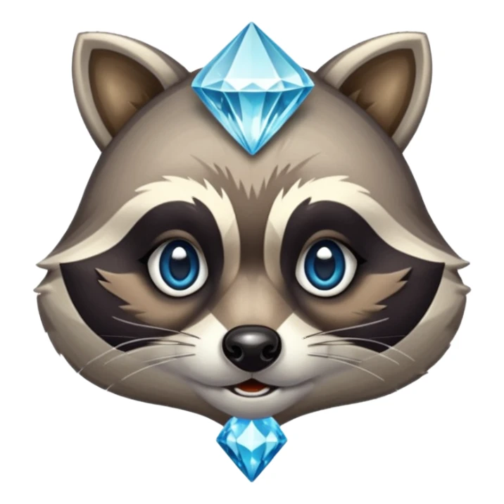Diamond racoon face sticker