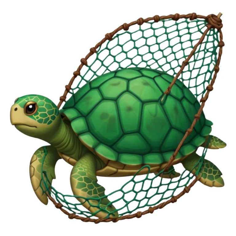 turtle stuck with fishing net sticker