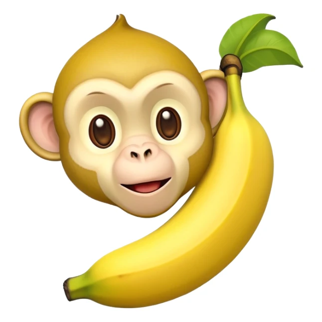 a banana with monkey face sticker