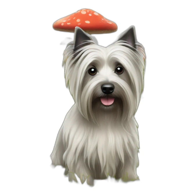 Skye terrier in a mushroom field sticker