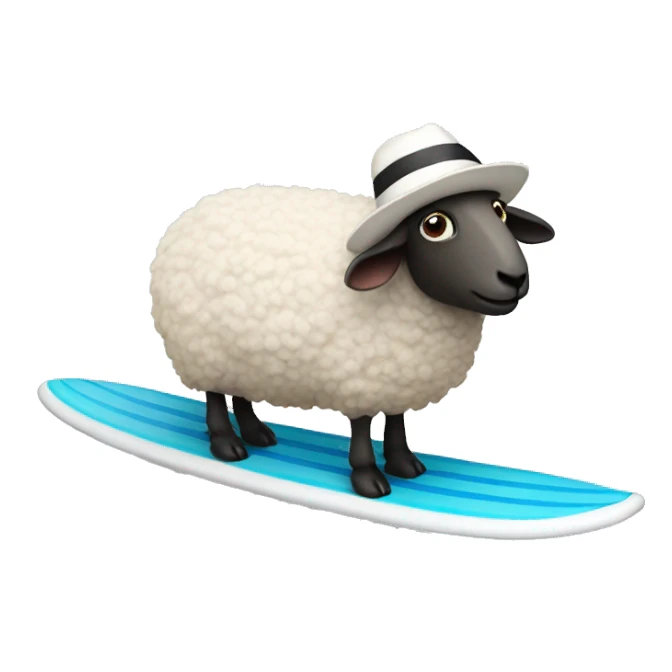 Sheep with a hat on surfing board sticker