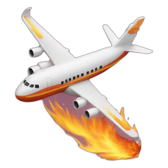 plane in fire sticker