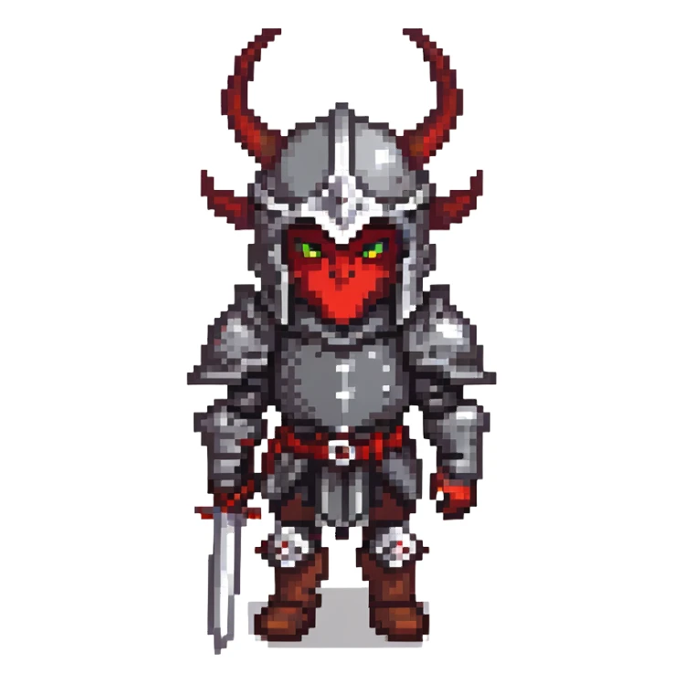 demonic knight with horns and dark armor sticker
