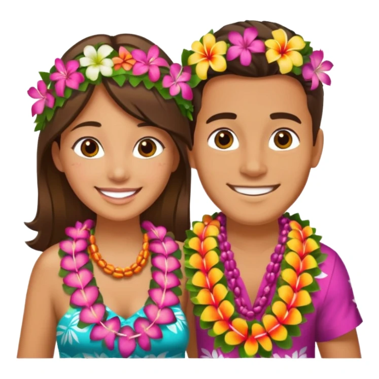 hawaiian couple sticker