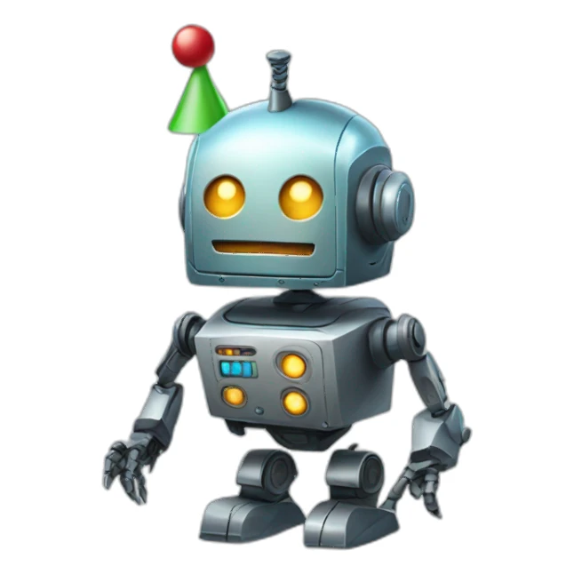 robot with partyhat sticker