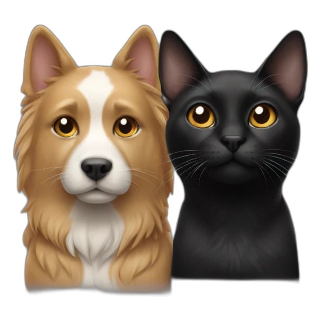 Cat black and dog withe sticker