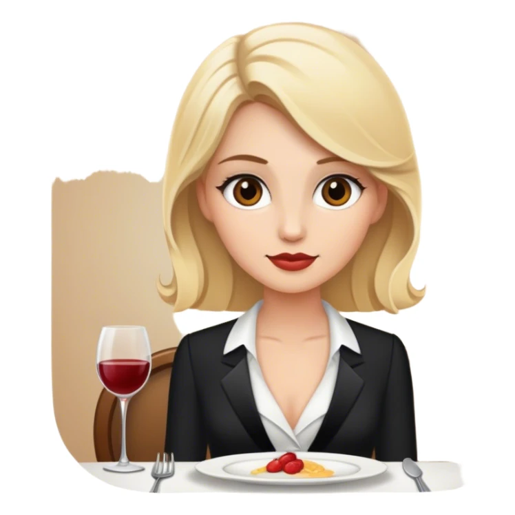 Luxury blonde model, brown eyes, honeymoon dinner sticker