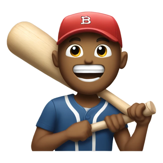 Happy man holding a broken baseball bat sticker