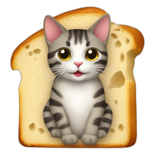 Katze mit kopf im  brot sticker