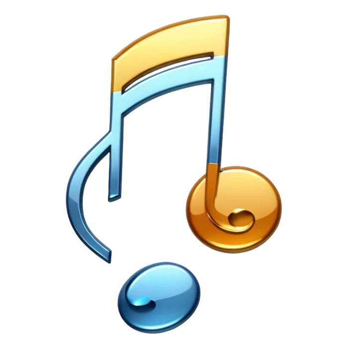 music note with a chromic metal texture sticker