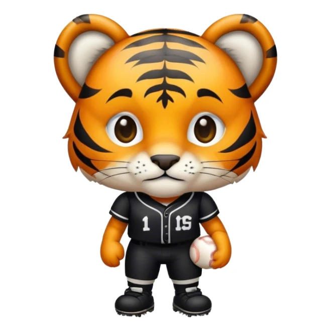 Tiger playing softball black kit BPS BPS BPS sticker
