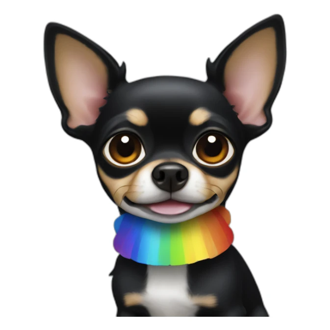 Black chihuahua with rainbow sticker