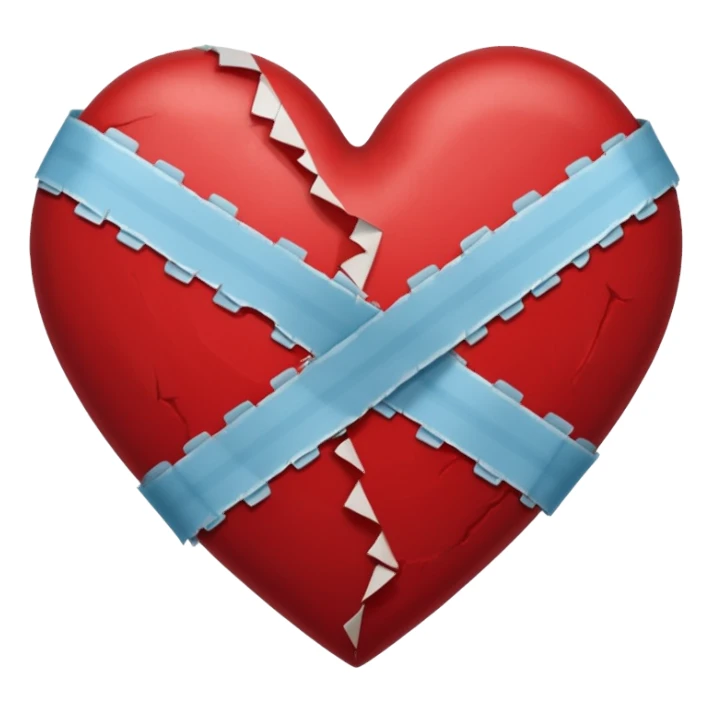a dark red broken heart taped sticker