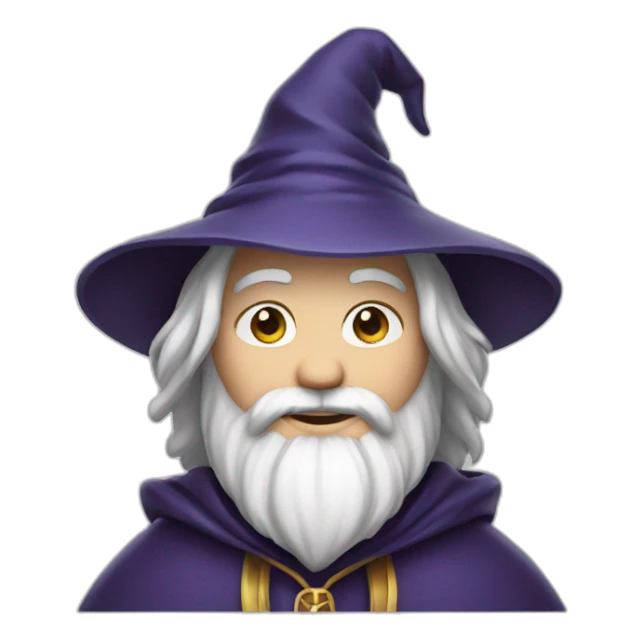 Wizard. Friendly Face. Young look. White sticker