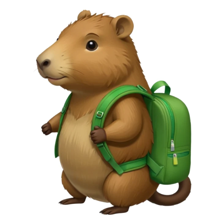 capybara wear green backpack sticker