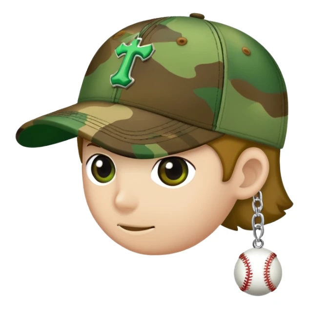 camouflage baseball cap with ian charms logo sticker