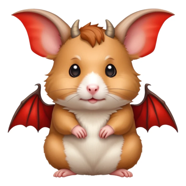 Hamster with horns and red bat wings sticker