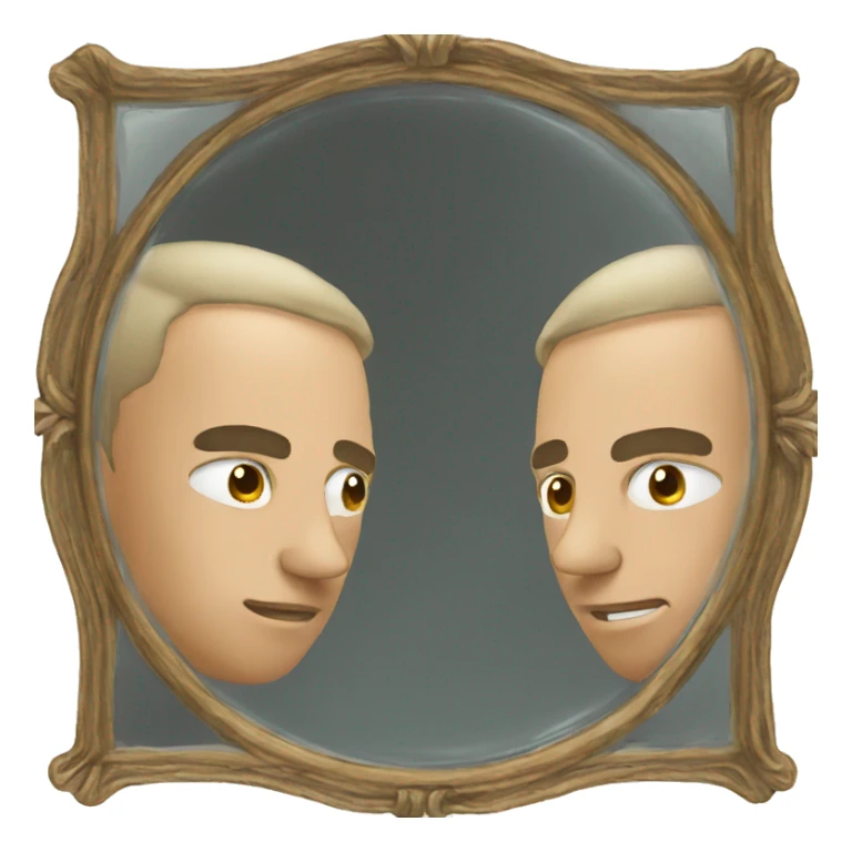  a man looking at a mirror reflection of himself sticker