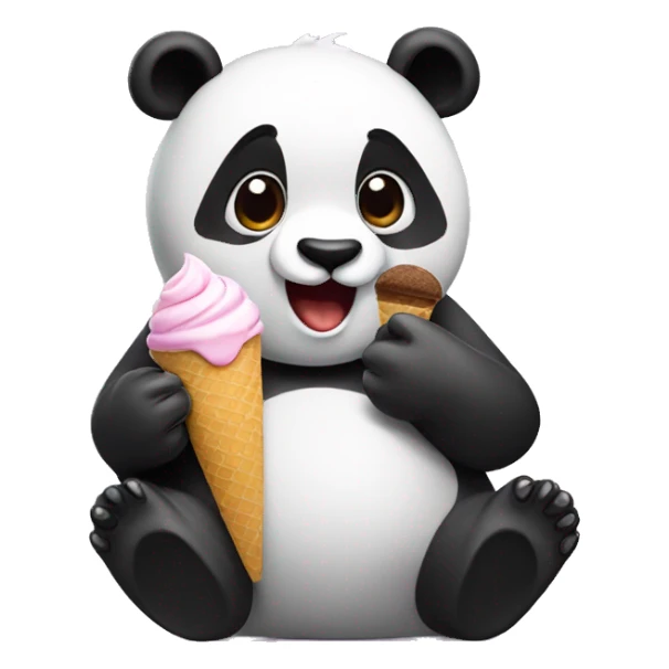 Panda eating ice cream sticker