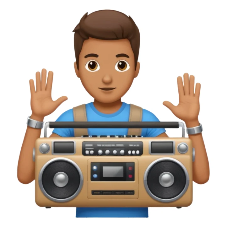 Man holding a boombox sticker