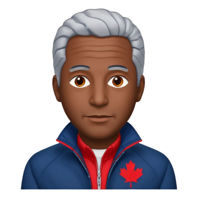 Jeffery Epstein with dark blue jacket and red logo  sticker