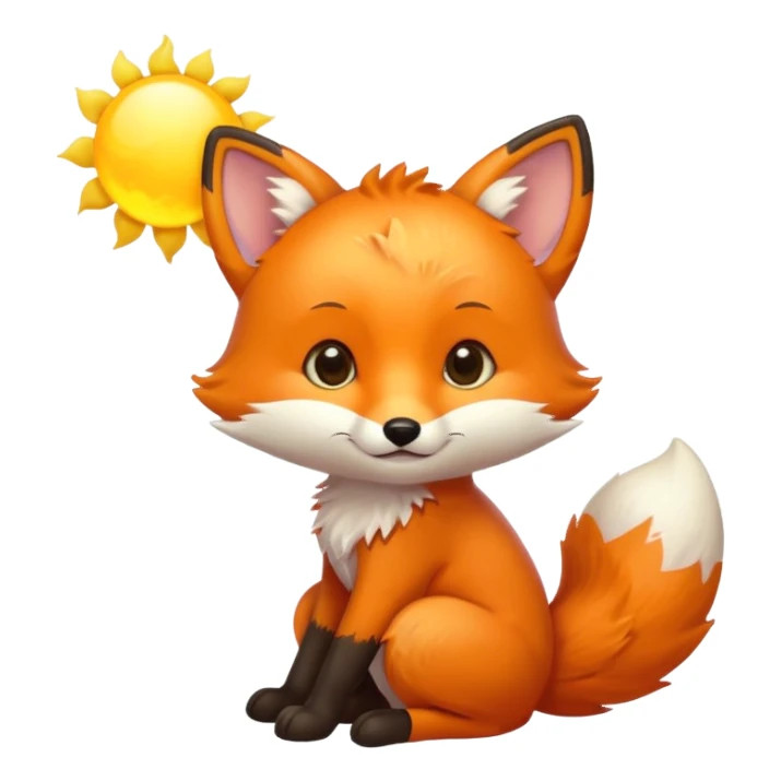 Baby fox carrying a sun ☀️🦊 sticker