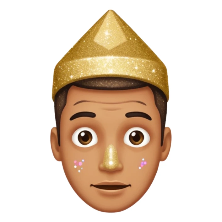 Upside down man with glitter sticker