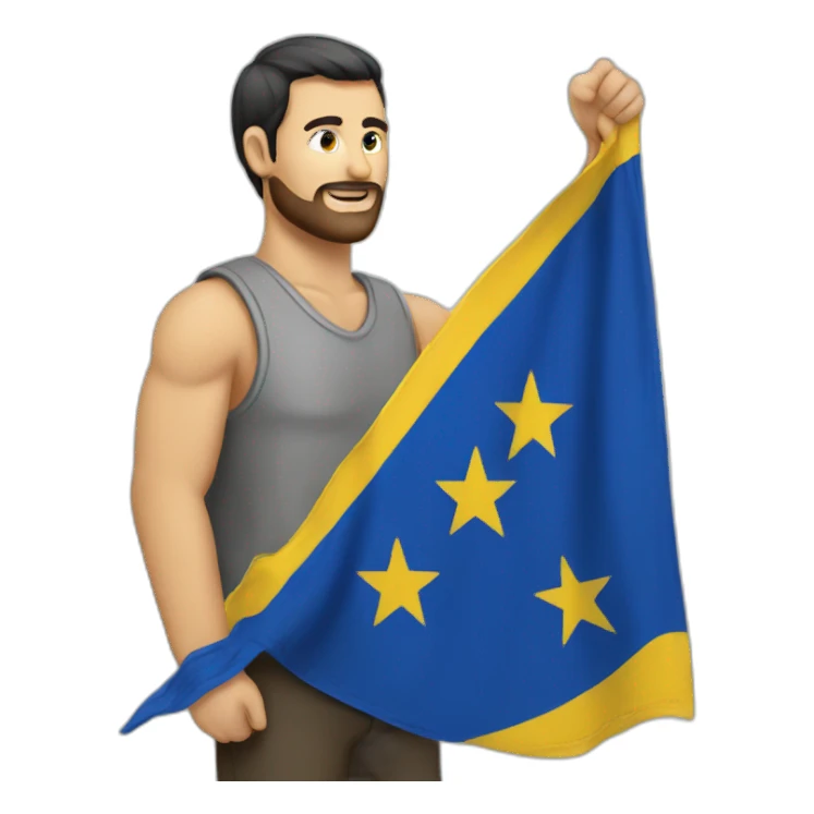 men reasing bosnian flag sticker