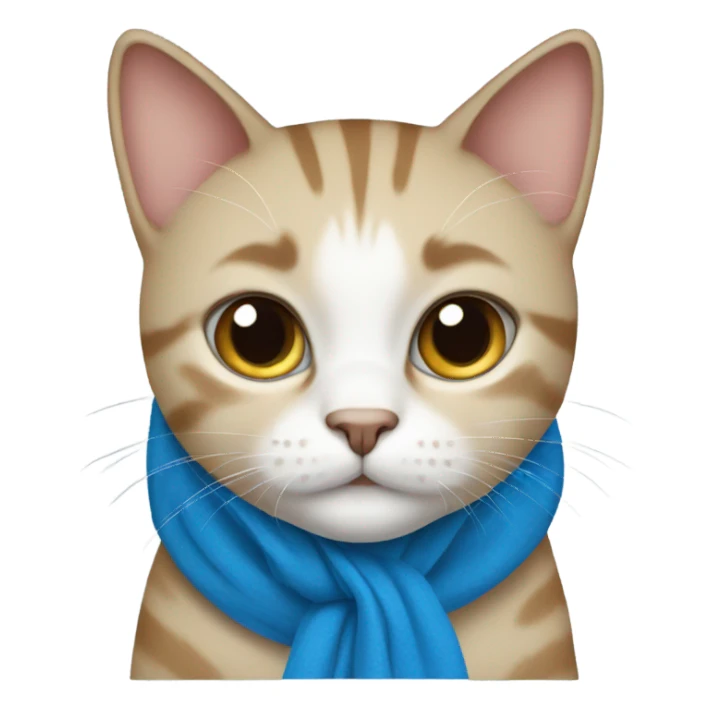 Cat wearing a blue scarf sticker