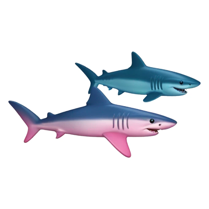 2 Sharks (1 pink and 1 blue) sticker