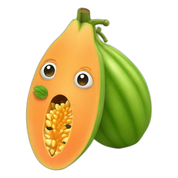 Papaya fruit with baby face sticker