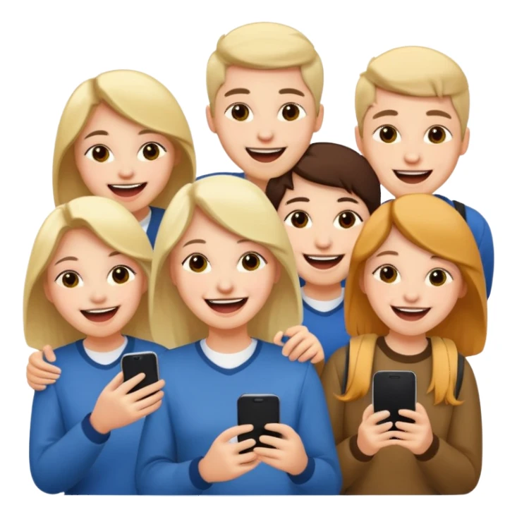 students chating and laughfing without phone sticker