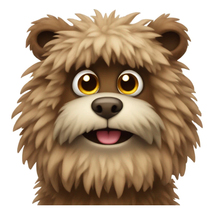 cute fluffy brown monster with round ears  sticker