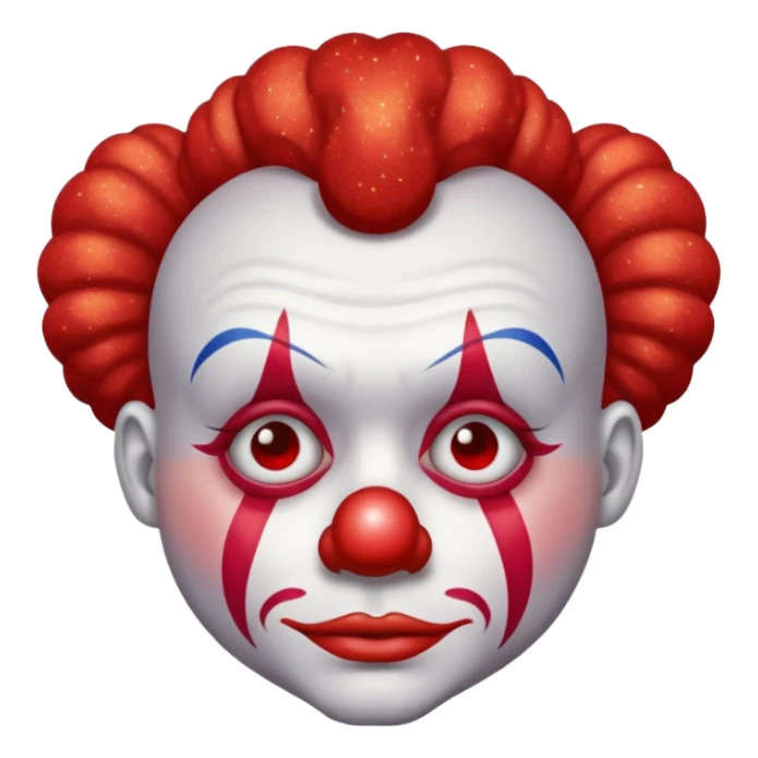 red glitter clown with the sad facial expression sticker