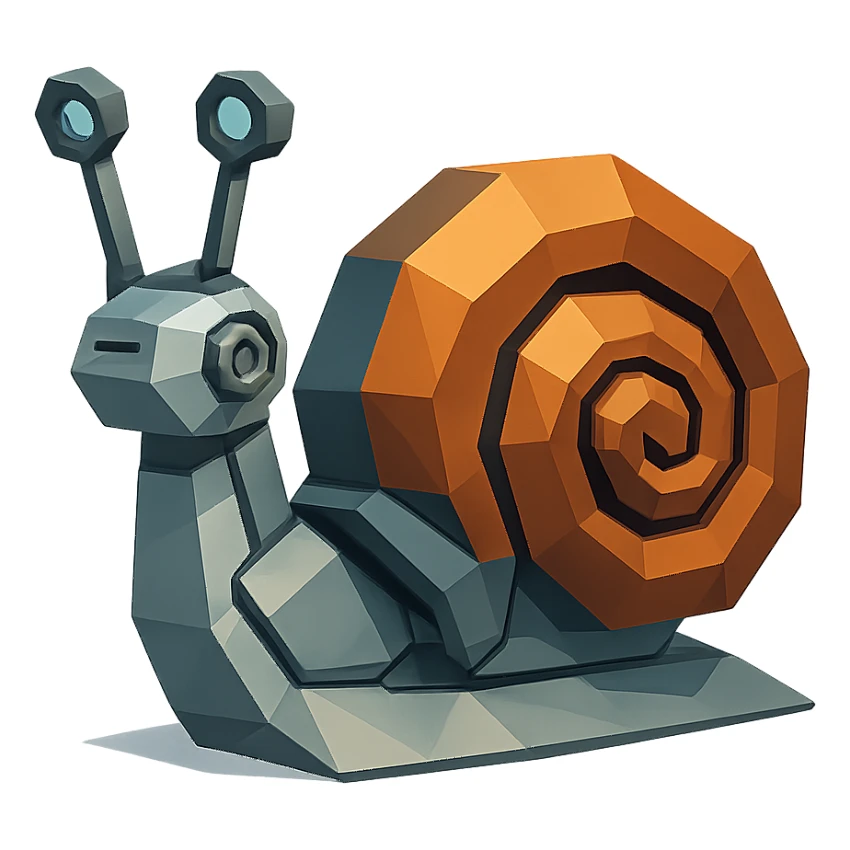 low-poly polygonal style robot snail sticker