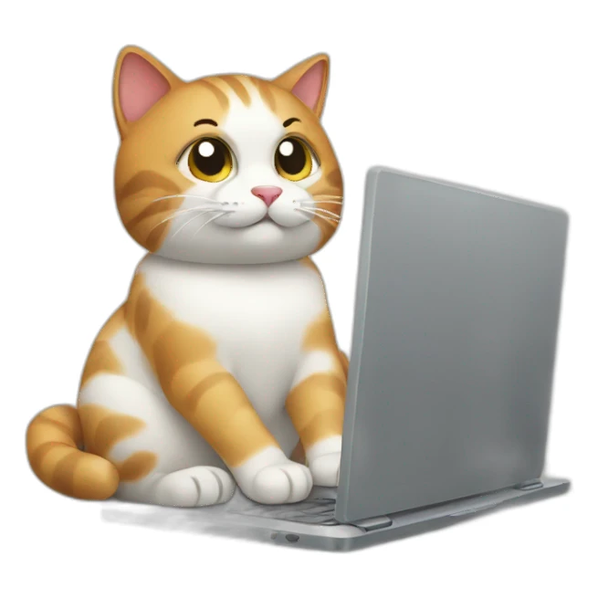 cat with laptop sticker