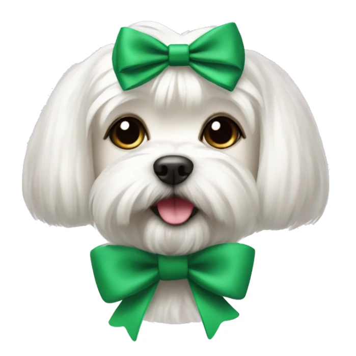 maltese dog with green bow  sticker