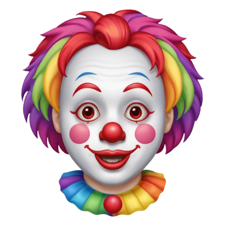 clown with big red nose and rainbow wig sticker