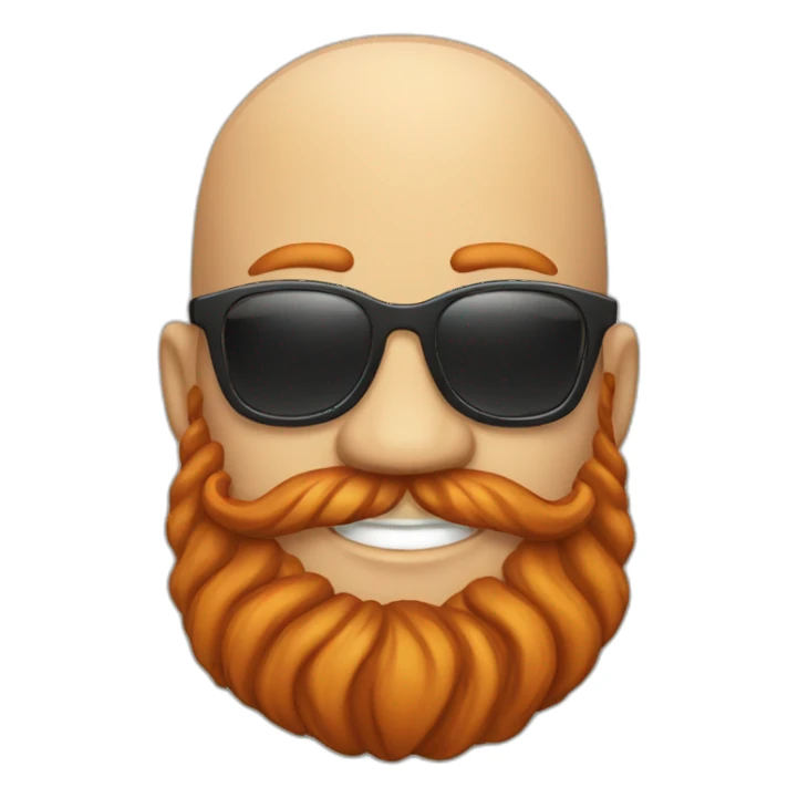 smiling rocking bald red beard men with sun glasses sticker