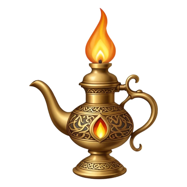 traditional middle eastern oil lamp with flame sticker