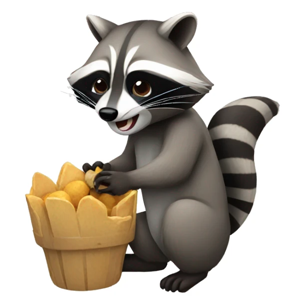 A raccoon eating sticker